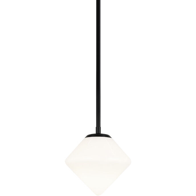 Novo 1 Light 7.88 inch Black Chandelier Ceiling Light in Black and Opal Glass