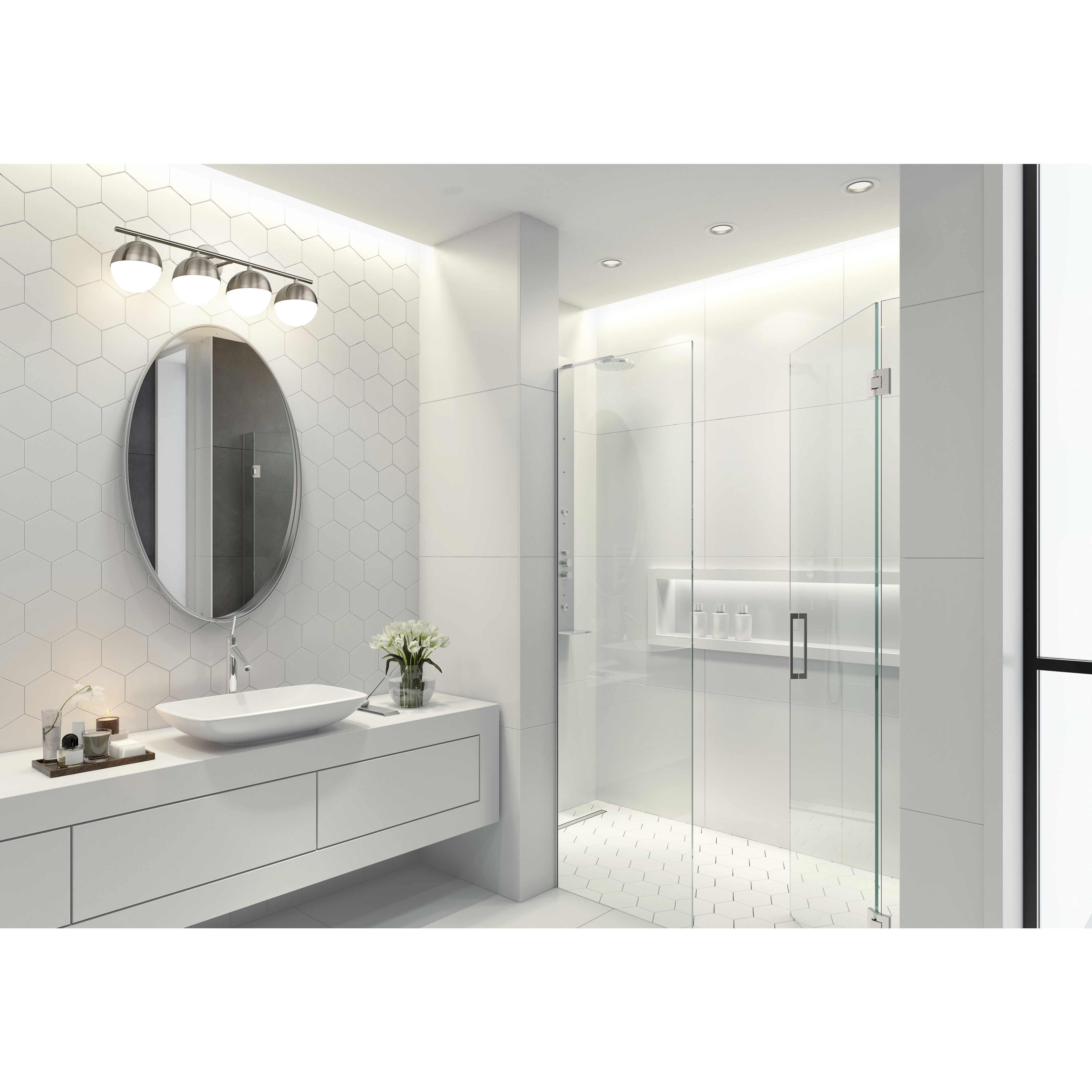 Realm Sphere 4 Light 32.25 inch Brushed Nickel Bath Vanity Wall Light