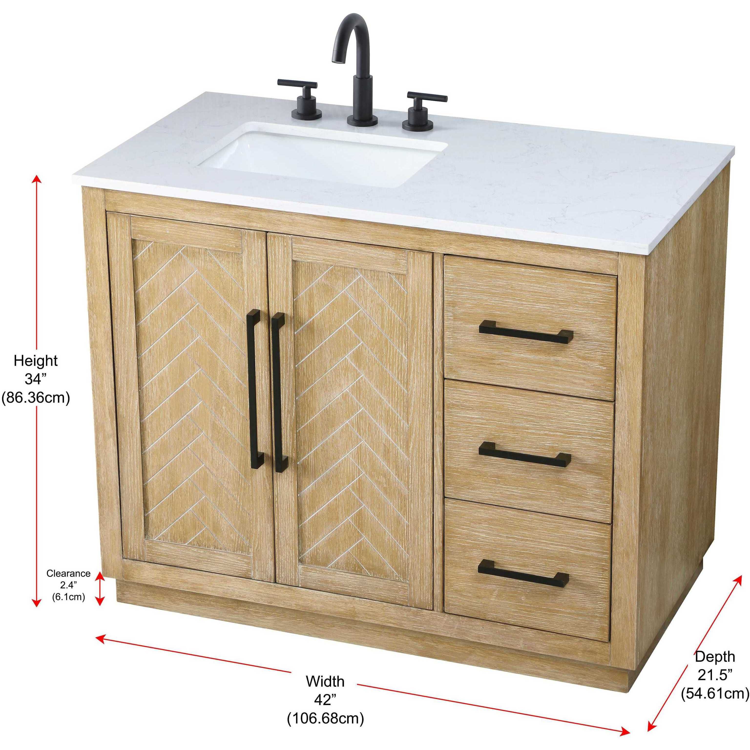 Chase 42 X 34 inch Linen Oak Bathroom Vanity Cabinet