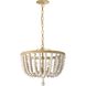 Bridget LED 16 inch Vintage White Pendant Ceiling Light, Beaded