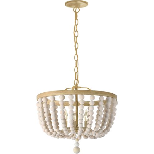 Bridget LED 16 inch Vintage White Pendant Ceiling Light, Beaded
