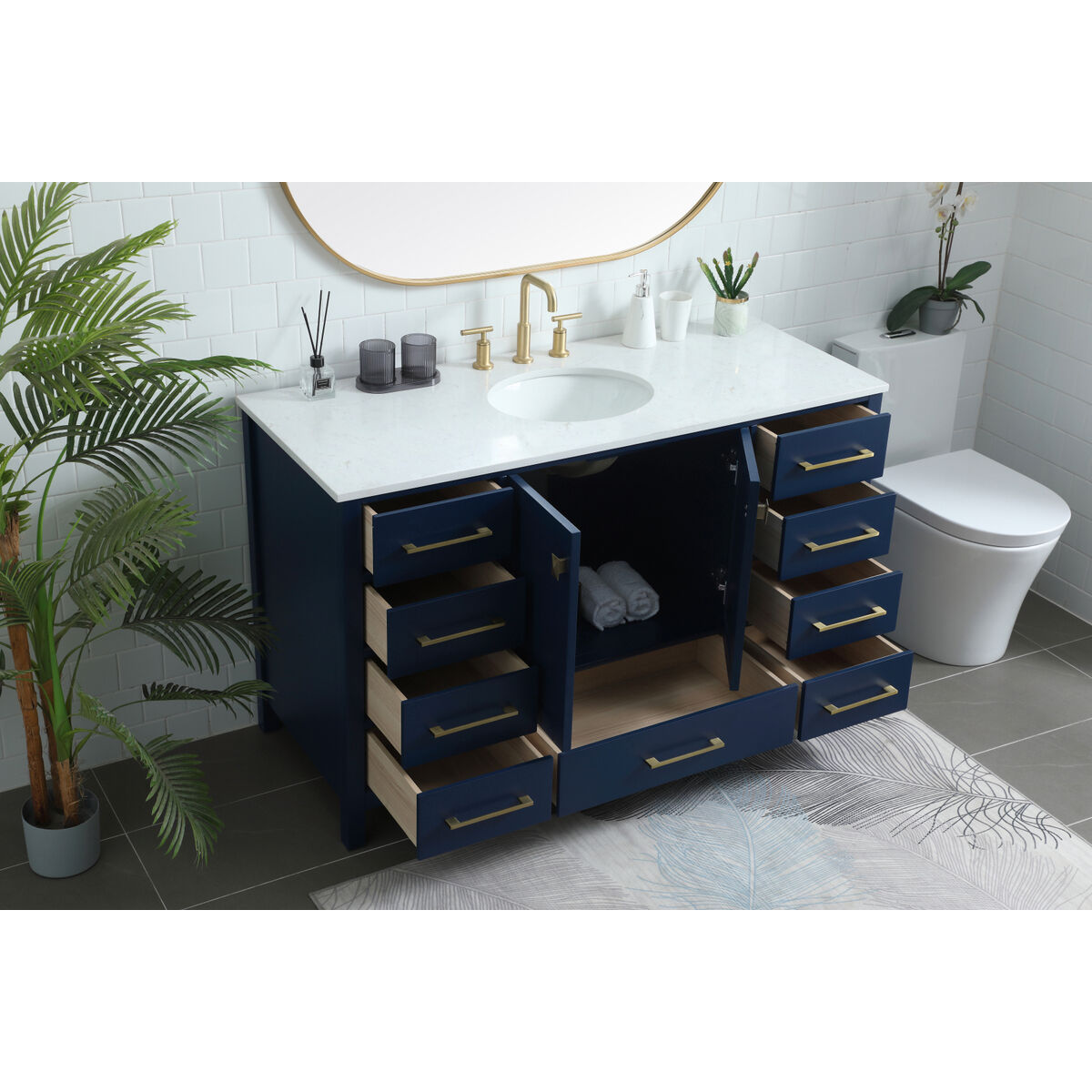 Irene 54 X 22 X 34 inch Blue Vanity Sink Set