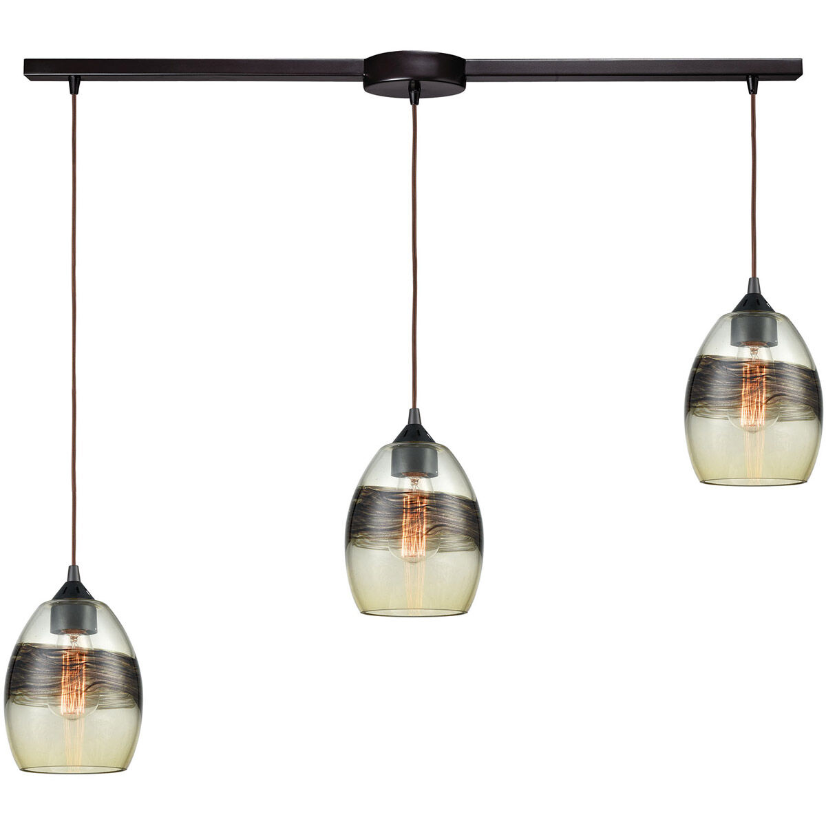 Aboard 3 Light 38 inch Oil Rubbed Bronze Multi Pendant Ceiling Light Linear