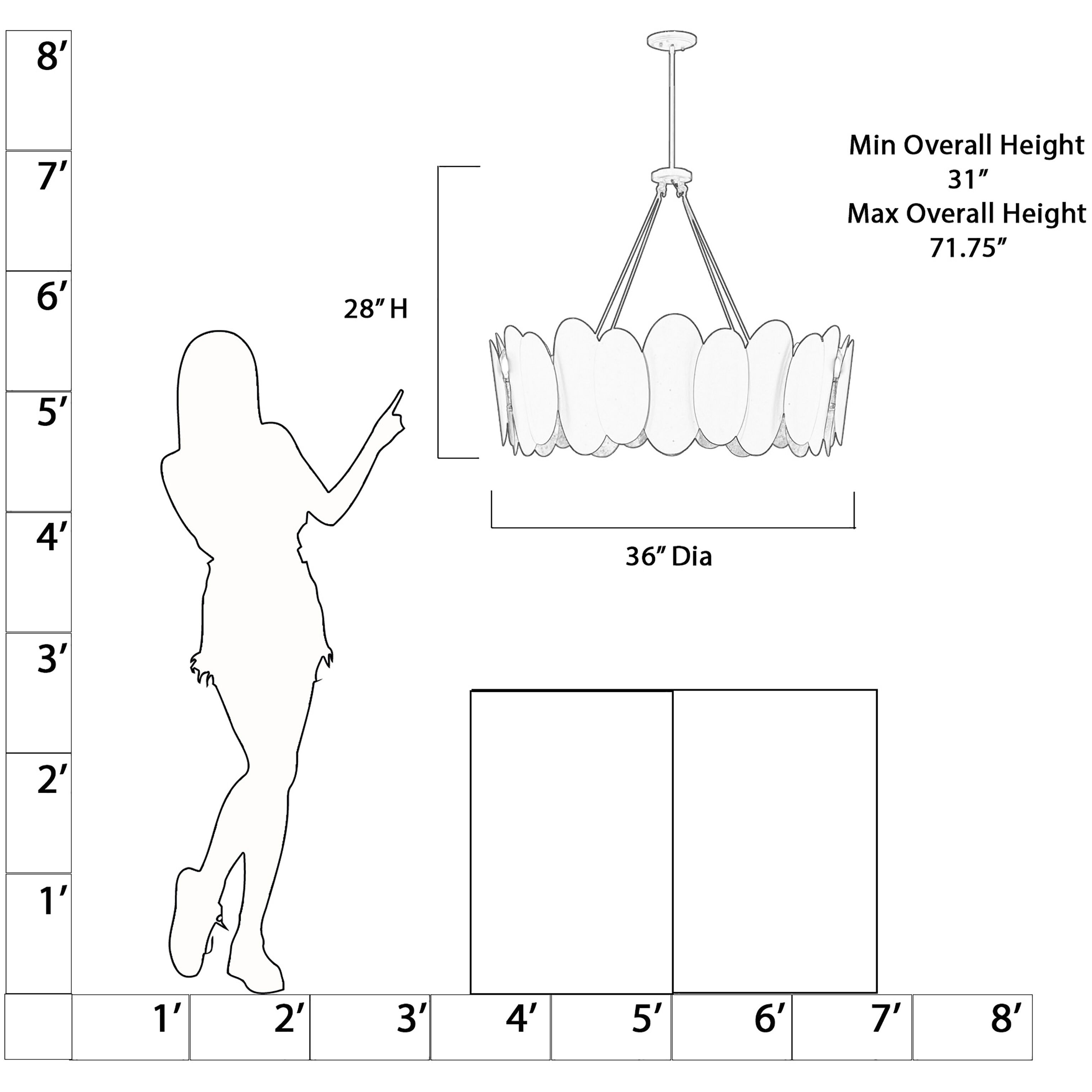 Vailen 12 Light 36 inch Dark Matte Black Pendant Ceiling Light