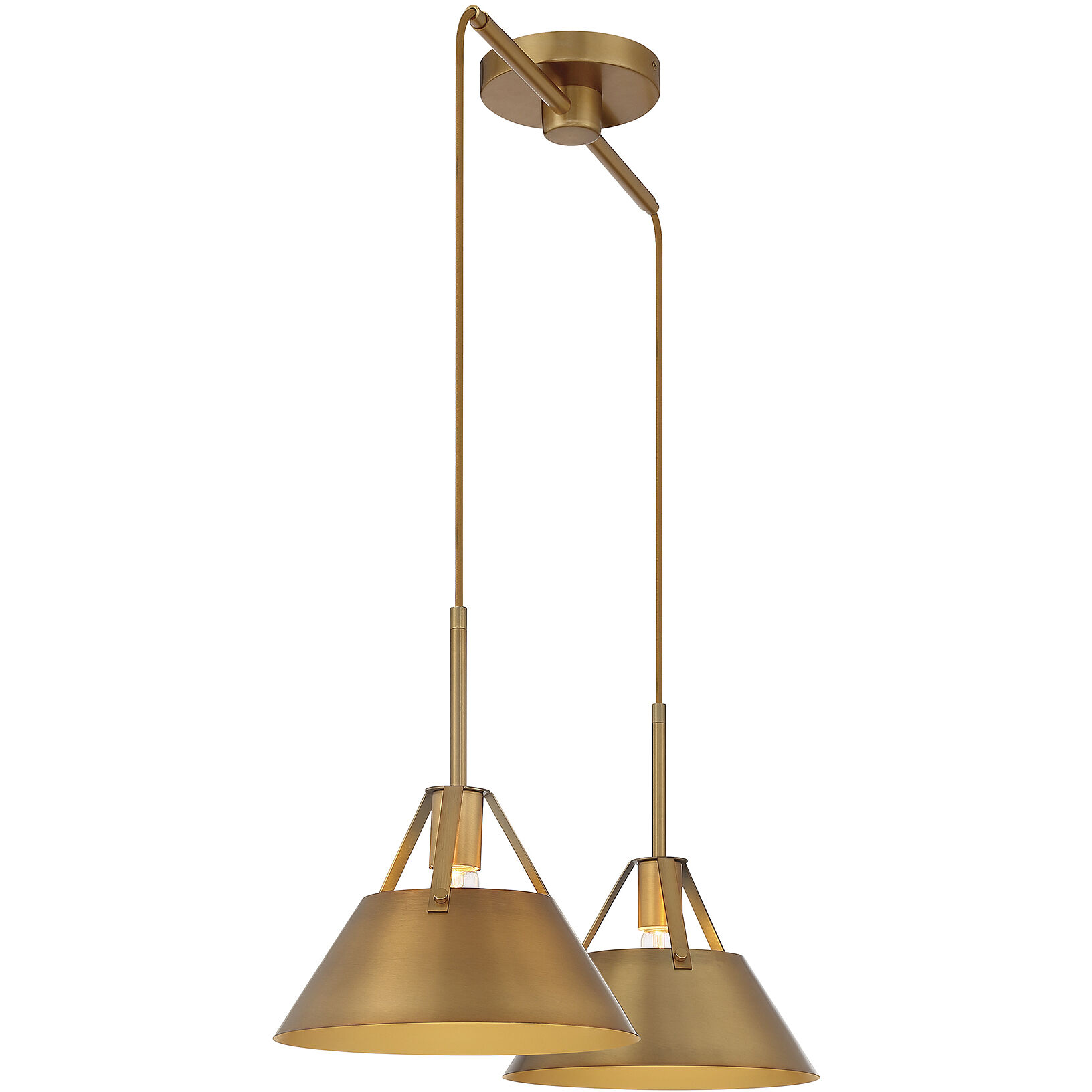 Vintage 2 Light 29 inch Natural Brass Linear Chandelier Ceiling Light