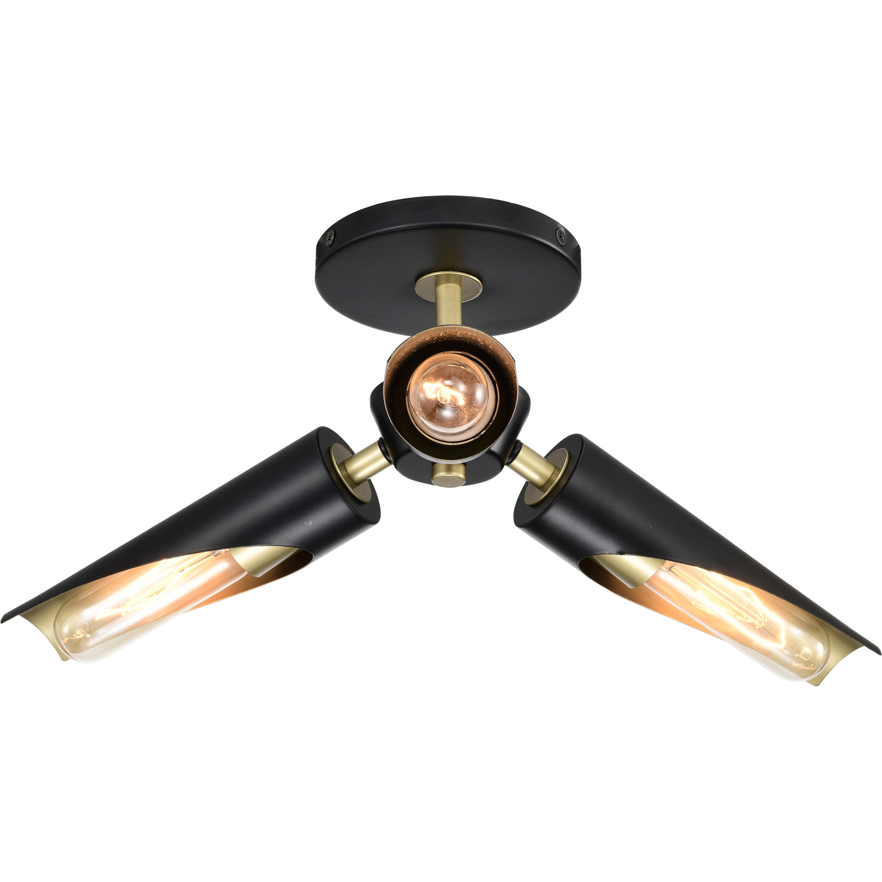 Marc 3 Light 16 inch Matte Black Semi Flush Mount Ceiling Light