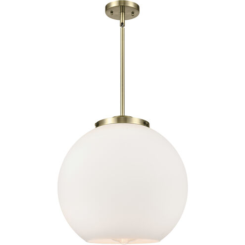 Ballston Athens 1 Light 15.75 inch Antique Brass Pendant Ceiling Light in Incandescent, Matte White