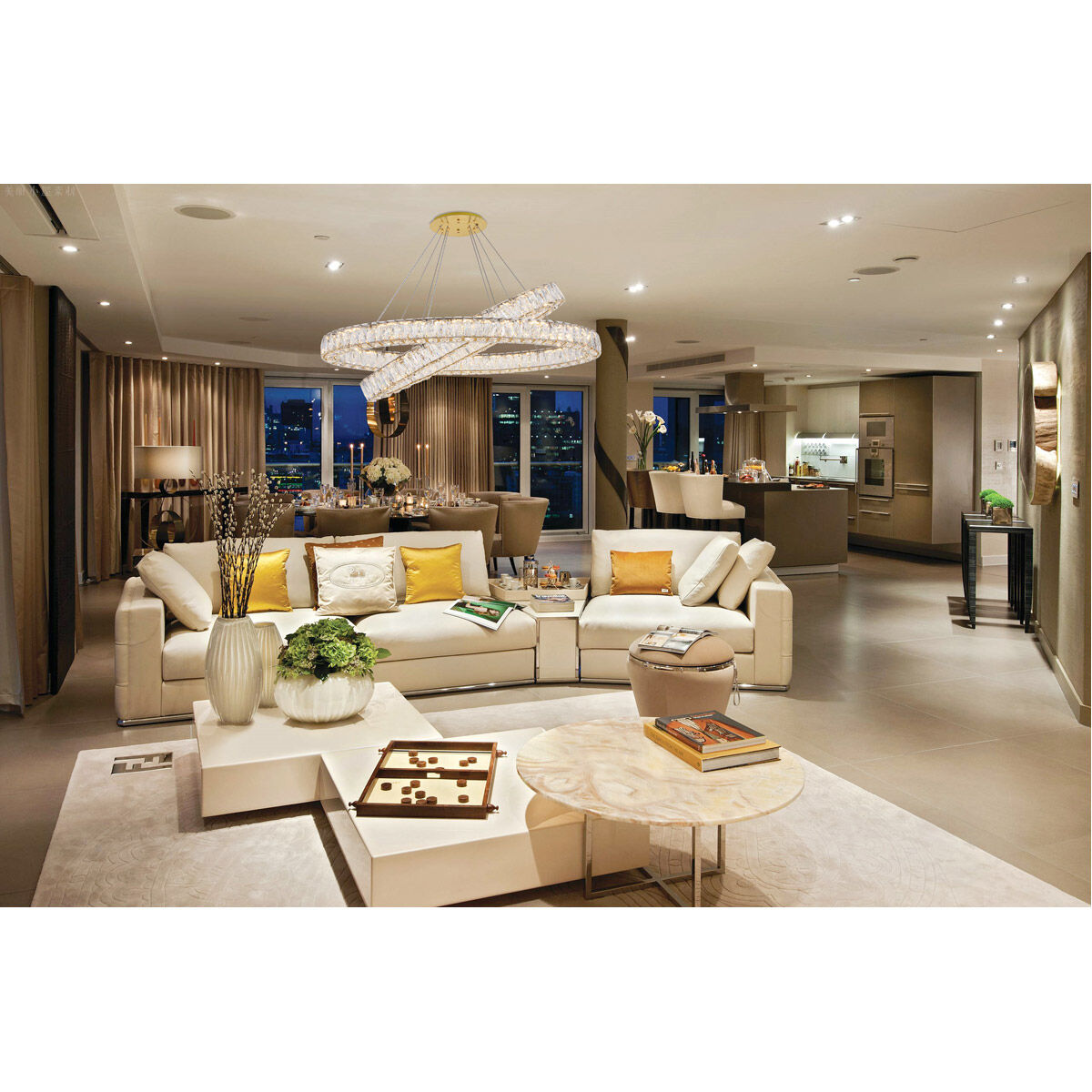 Monroe LED 48 inch Gold Chandelier Ceiling Light