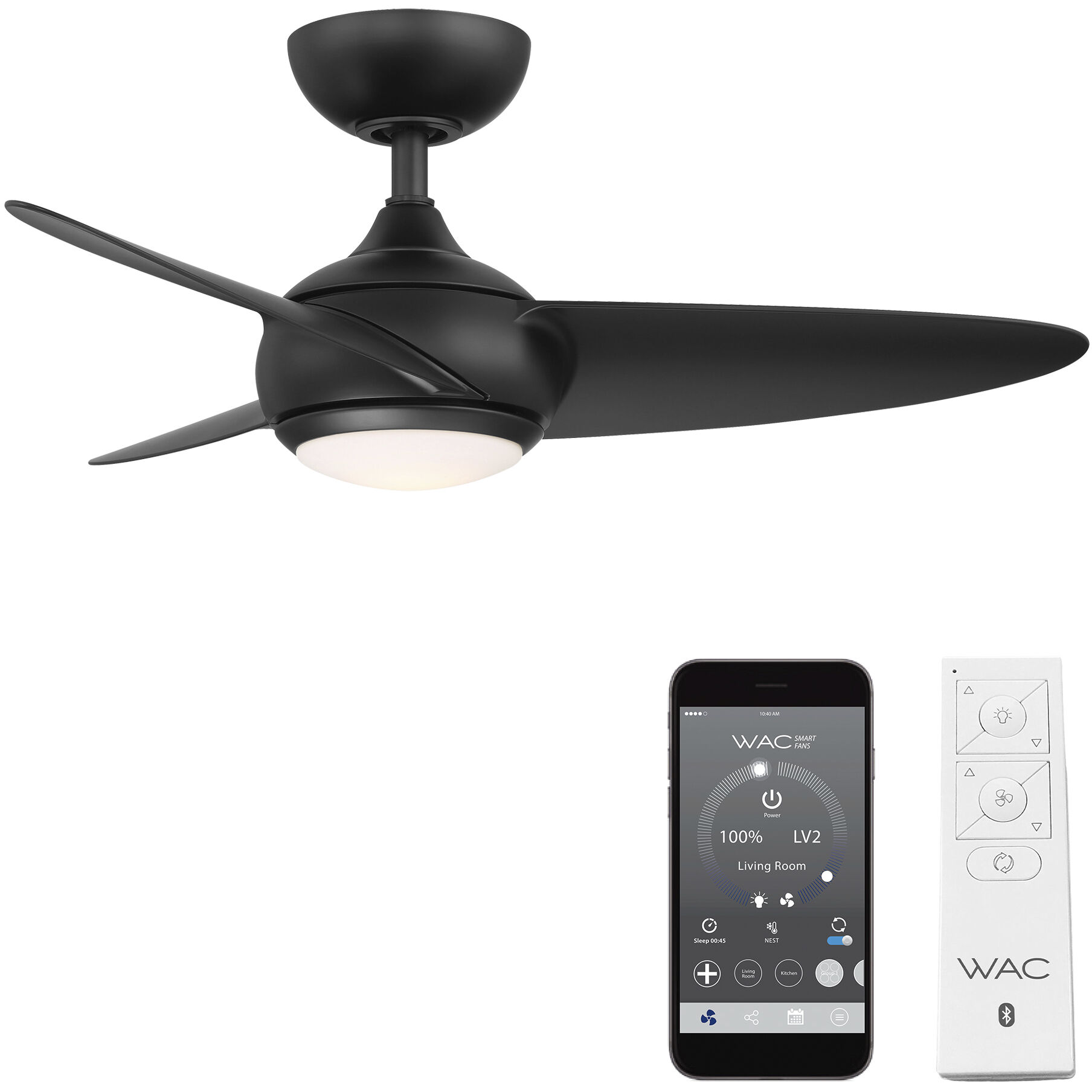 Loft 38 inch Matte Black Downrod Ceiling Fans, Smart Fan