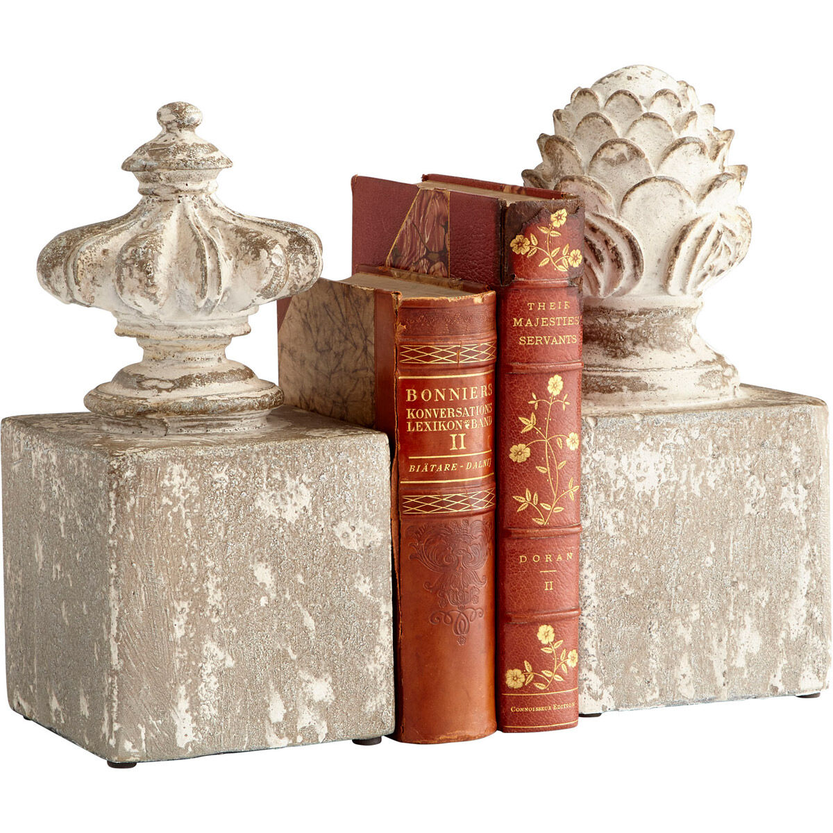 Victoria 10 X 5 inch Antique White Bookends
