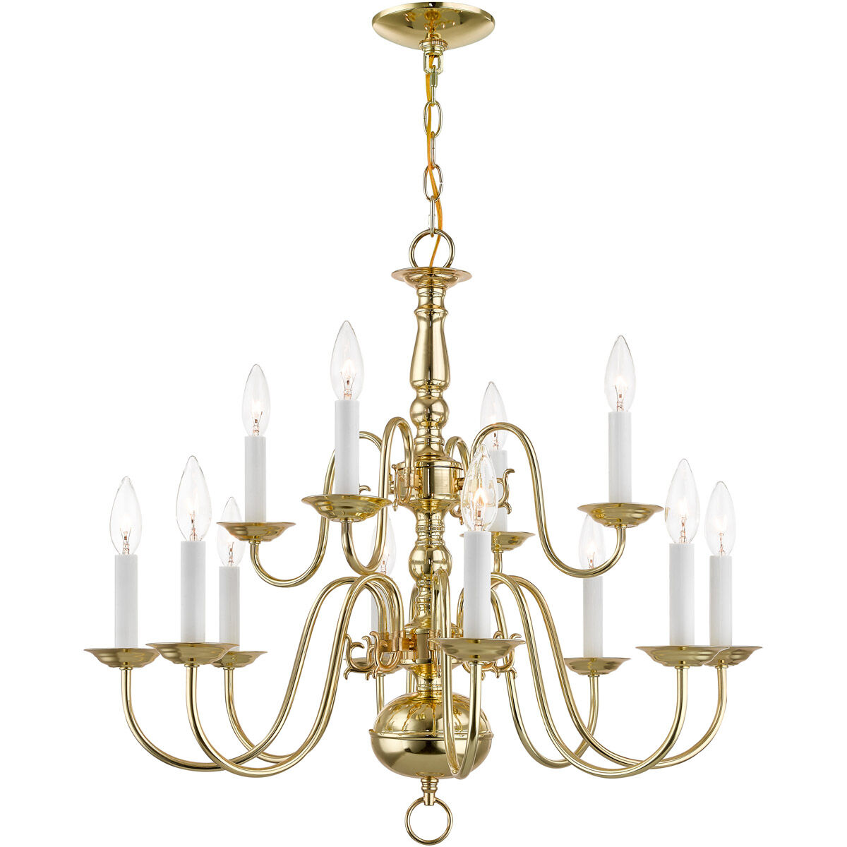 Williamsburgh 12 Light 26 inch Polished Brass Chandelier Ceiling Light