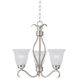 Basix 3 Light 15.75 inch Satin Nickel Mini Chandelier Ceiling Light in Frosted