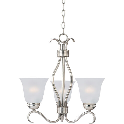 Basix 3 Light 15.75 inch Satin Nickel Mini Chandelier Ceiling Light in Frosted