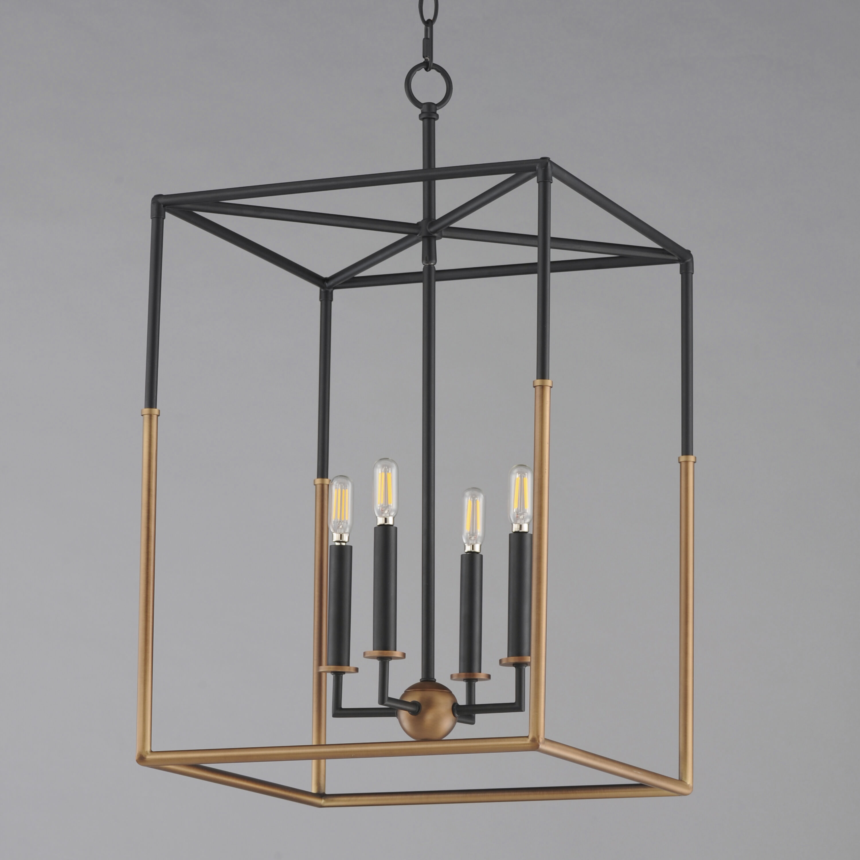 SoHo 4 Light 16 inch Black and Weathered Brass Entry Foyer Pendant Ceiling Light
