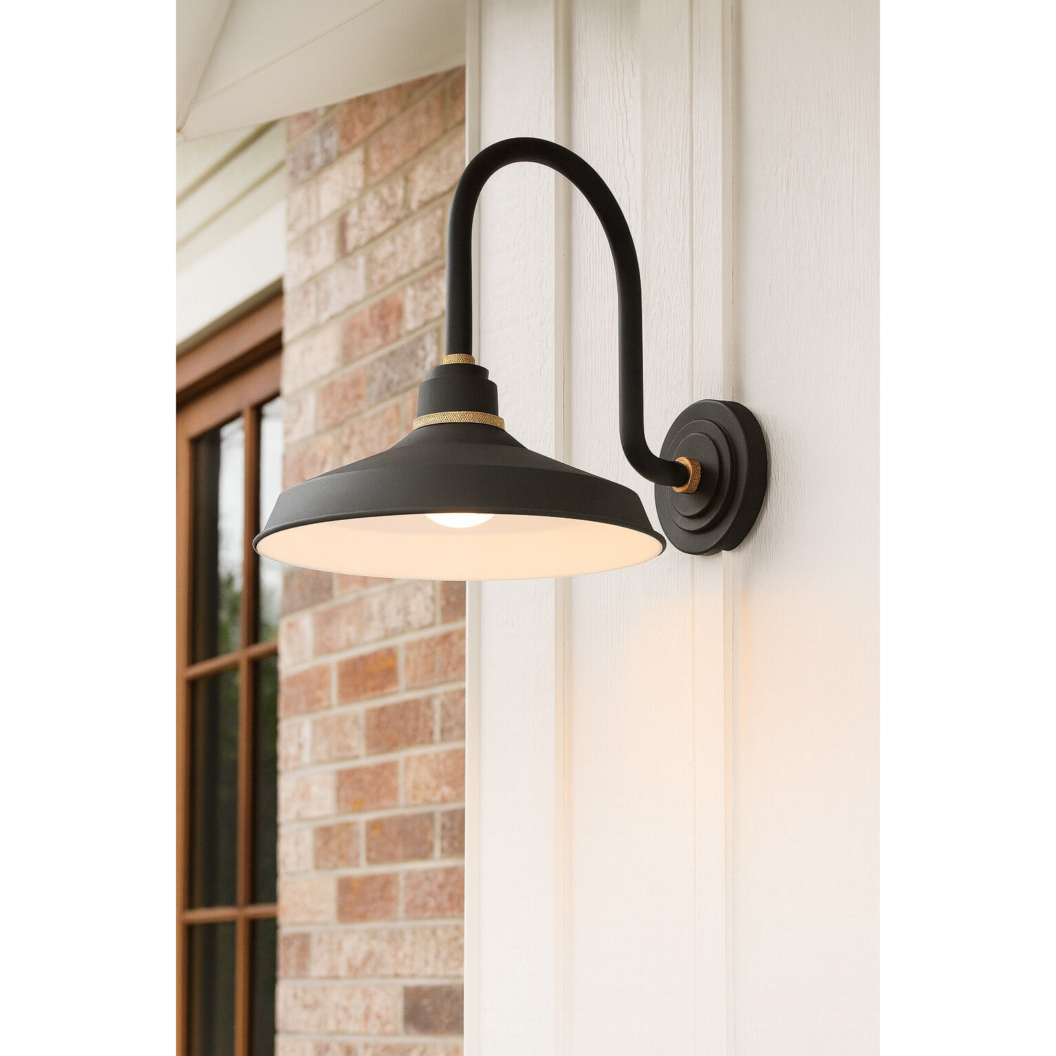 Foundry Classic Outdoor Barn Light in Textured Black, Gooseneck