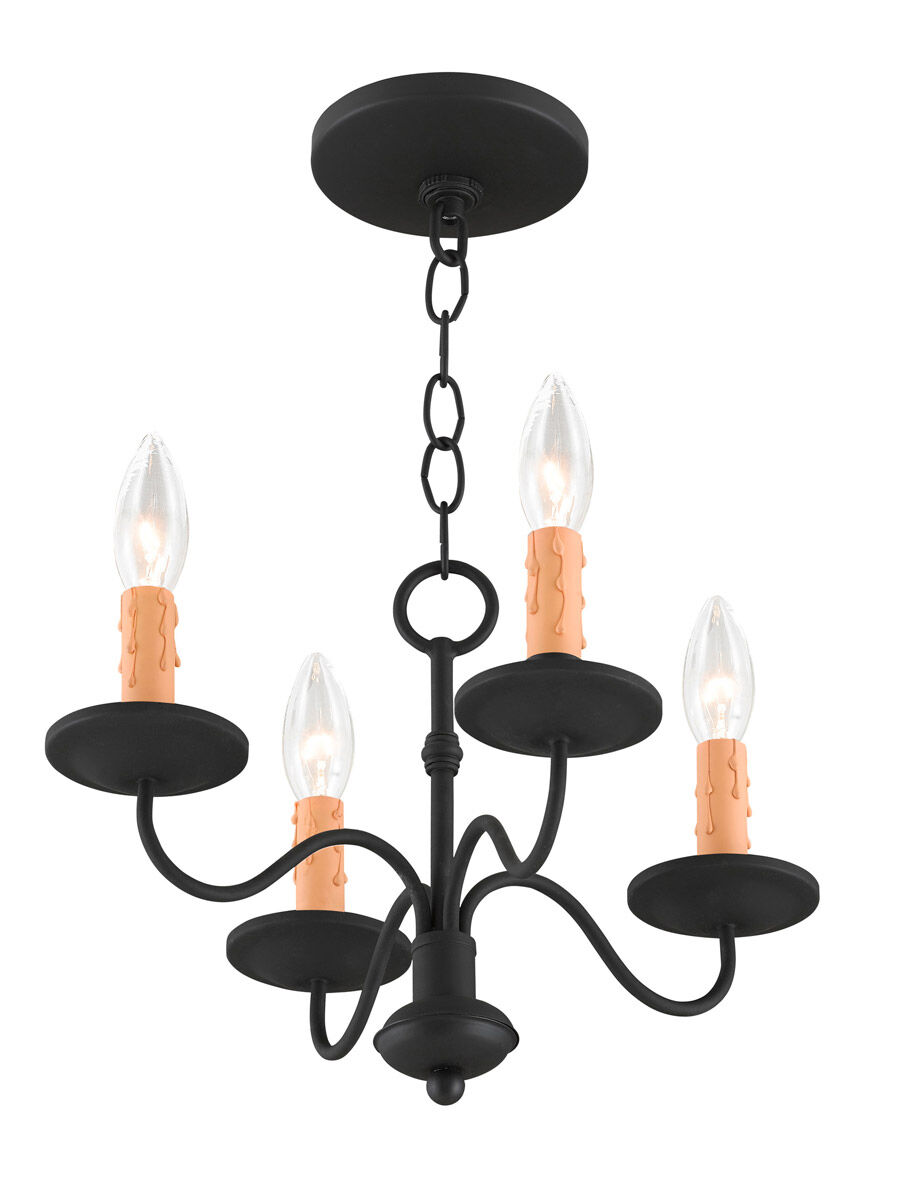 Heritage 4 Light 15 inch Black Mini Chandelier Ceiling Light