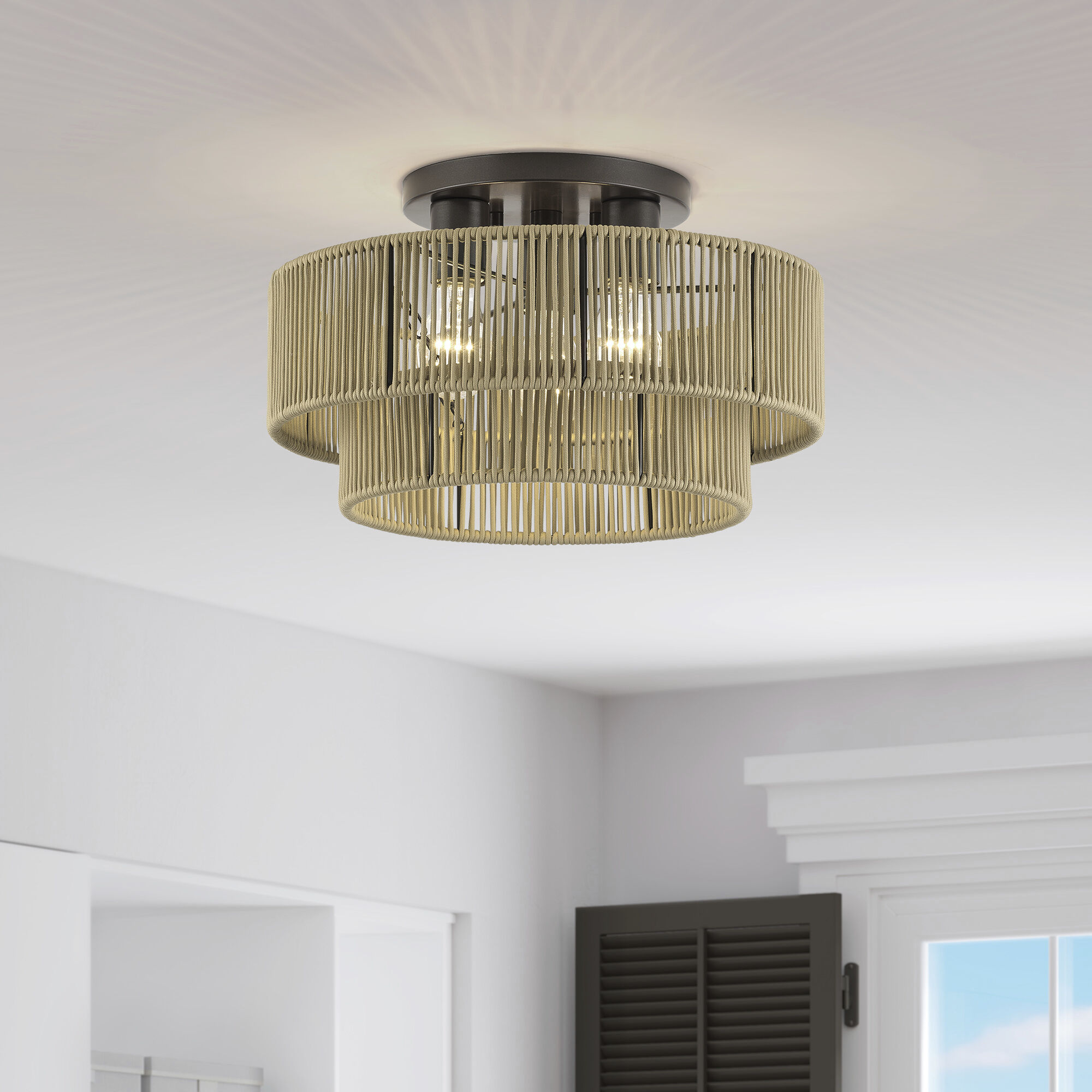 Acordia 3 Light 15 inch English Bronze Semi Flush Mount Ceiling Light, Large
