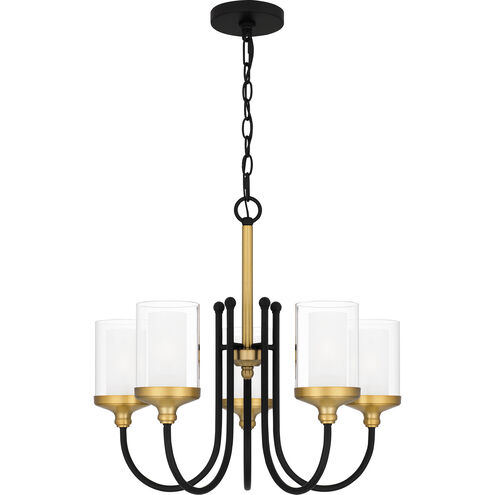 Rowland 5 Light 22 inch Matte Black Chandelier Ceiling Light