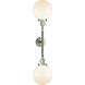 Franklin Restoration Large Beacon 2 Light 19 inch Brushed Satin Nickel Bath Vanity Light Wall Light in Matte White Glass, Franklin Restoration