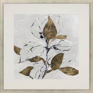 Golden Floral White and Black and Gray and Metallic Framed Art