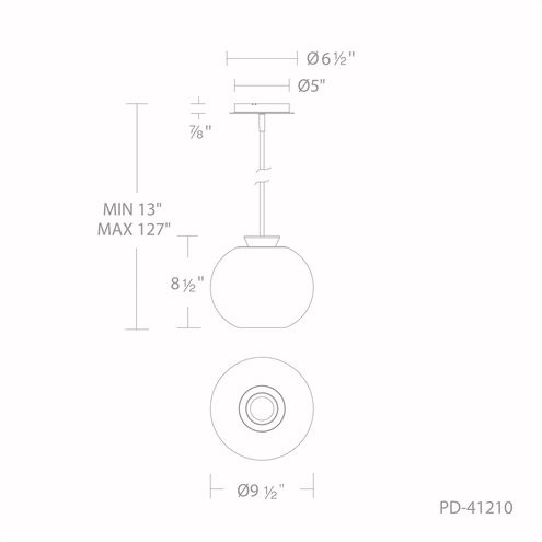 Echo LED 9.5 inch Brushed Nickel Mini-Pendant Ceiling Light, dweLED