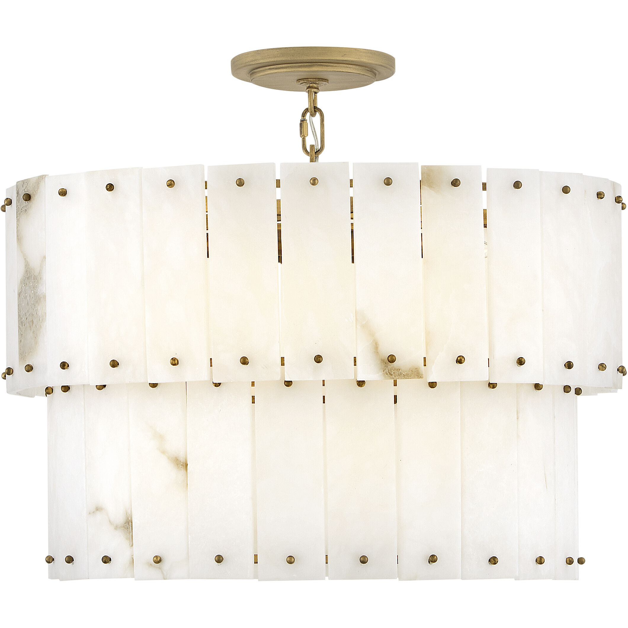 Simone LED 24 inch Burnished Gold Chandelier Ceiling Light in Alabaster, Drum