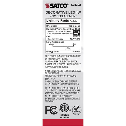 Lumos LED Candelabra Candelabra 4.00 watt 4000K LED Filament