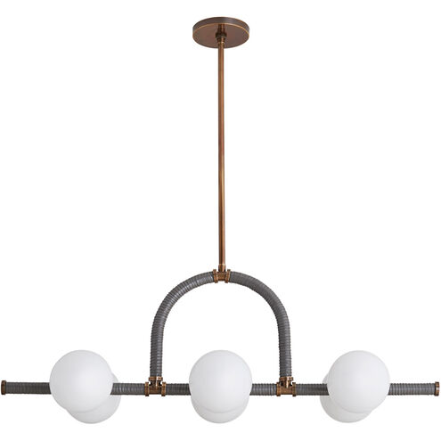 Harrison 6 Light 42 inch Heritage Brass Linear Chandelier Ceiling Light