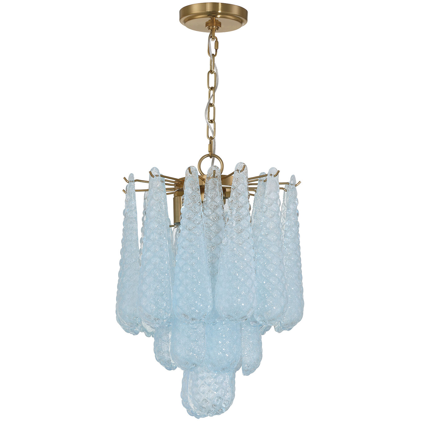 Ollie 4 Light 14.25 inch Aged Brass Chandelier Ceiling Light in Sand Glass Blue