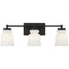 Contemporary 3 Light 24 inch Matte Black Vanity Light Wall Light