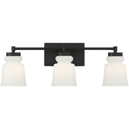 Contemporary 3 Light 24 inch Matte Black Bathroom Vanity Light Wall Light