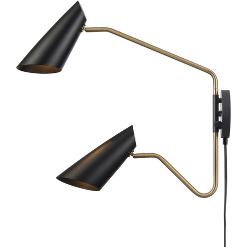 Stanley 20 inch 60 watt Matte Black with Brushed Gold Swingarm Sconce Wall Light