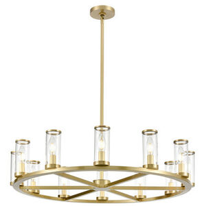 Revolve 12 Light 32.75 inch Natural Brass Chandelier Ceiling Light