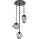 Cosmos 3 Light 22.2 inch Matte Black Multi-Pendant Ceiling Light in Smoke, Rectangular Chain