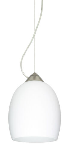 Lucia 1 Light Satin Nickel Pendant Ceiling Light in Opal Matte Glass, Incandescent