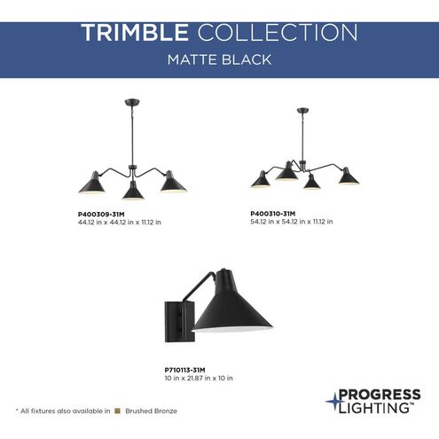 Trimble 1 Light 10 inch Matte Black Wall Bracket Wall Light, Design Series