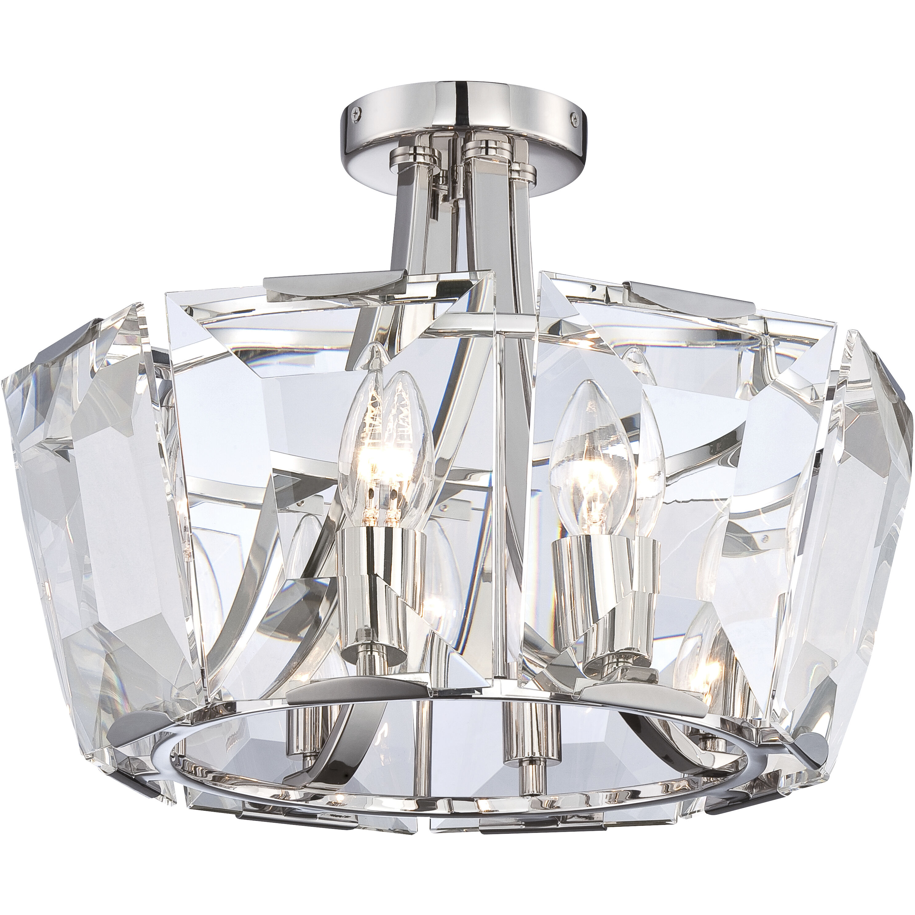 Castle Aurora 8 Light 17.5 inch Polished Nickel Semi Flush Ceiling Light