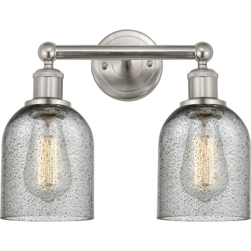 Edison Caledonia 2 Light 14 inch Brushed Satin Nickel Bath Vanity Light Wall Light in Charcoal Glass