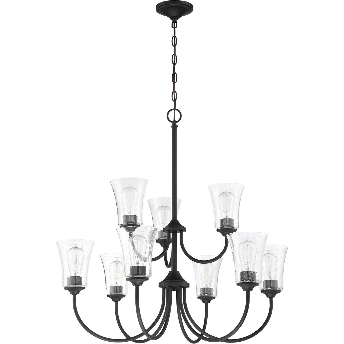 Gwyneth 9 Light 32 inch Flat Black Chandelier Ceiling Light in Clear Seeded, Neighborhood Collection