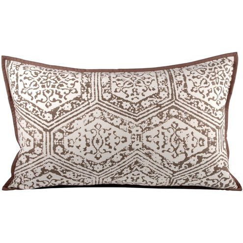 Old World 26 X 0.25 inch Crema with Brown Lumbar Pillow, Cover Only