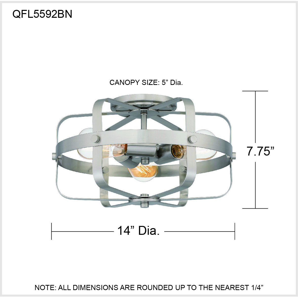 Manzel 3 Light 14 inch Brushed Nickel Flush Mount Ceiling Light