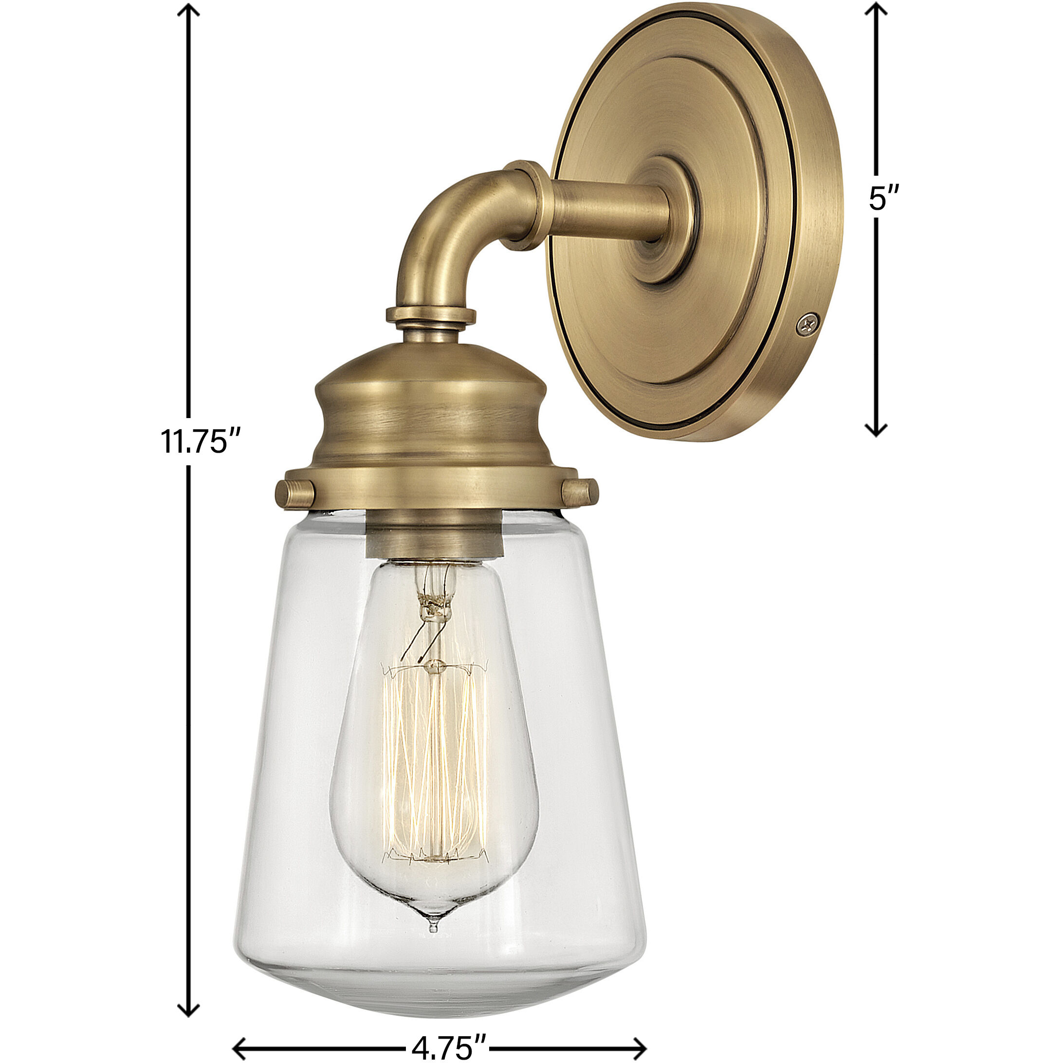 Fritz 1 Light 6.5 inch Heritage Brass Vanity Light Wall Light