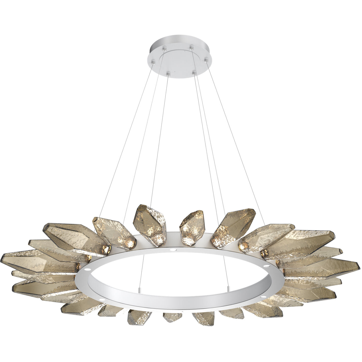 Rock Crystal LED Classic Silver Chandelier Ceiling Light, Radial Ring