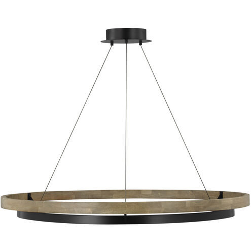 Sean Lavin Grace LED 48 inch MATTE BLACK/WEATHERED OAK WOOD Chandelier Ceiling Light, Integrated LED