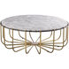 Demille 48 X 48 inch Satin Brass with White and Antique Bronze Coffee Table