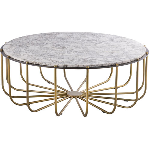 Demille 48 X 48 inch Satin Brass with White and Antique Bronze Coffee Table