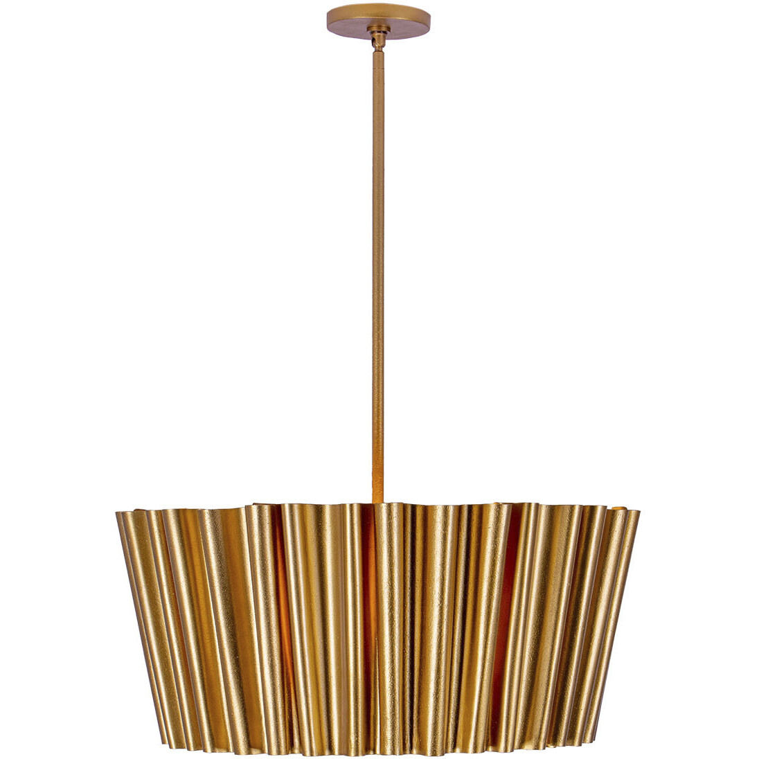 Ripple 6 Light 27.25 inch Bright Gold Leaf Pendant Ceiling Light