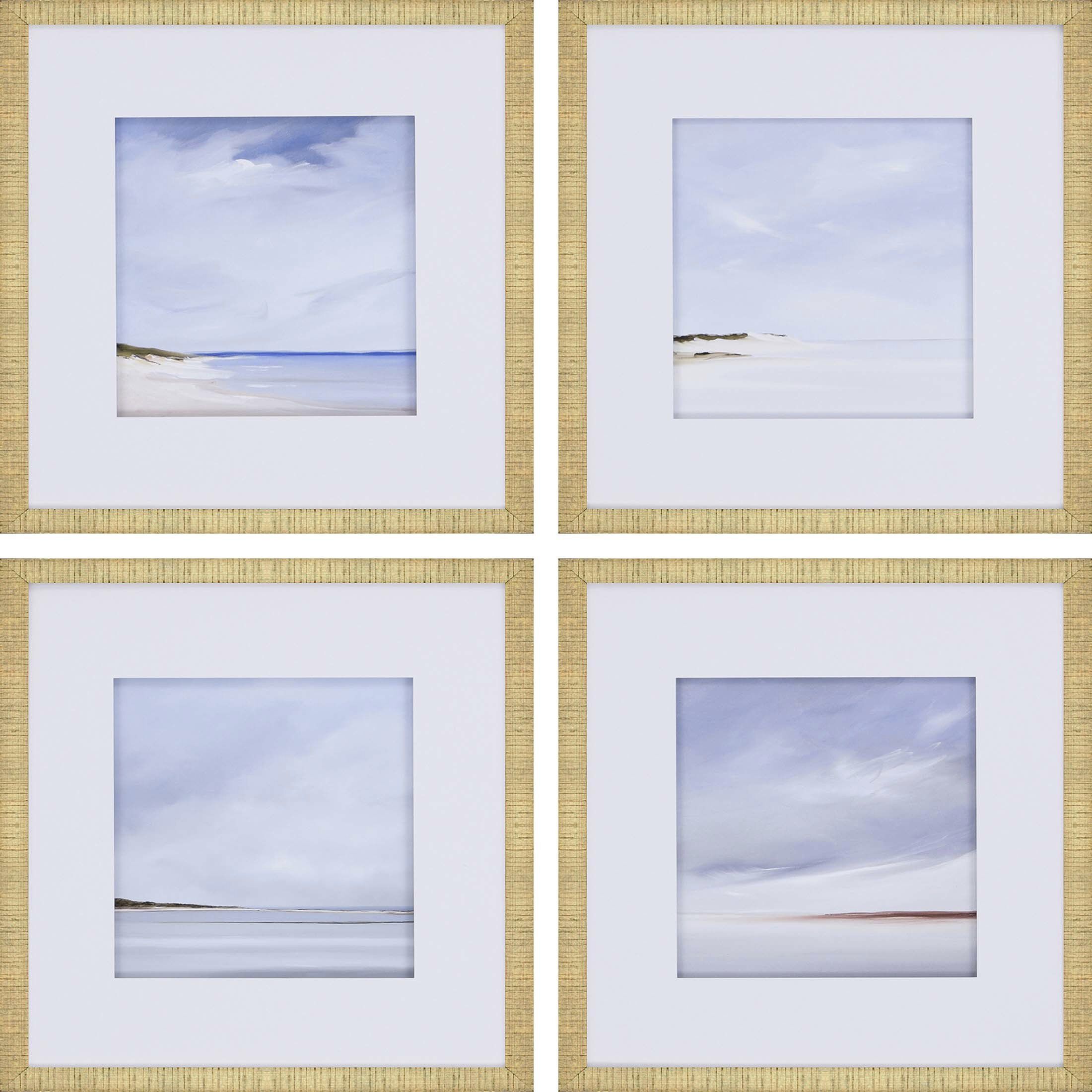 Waterside Blue and Gray and White and Beige Framed Art