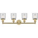 Bell 4 Light 33.5 inch Brushed Brass Bath Vanity Light Wall Light in Clear Glass, Small
