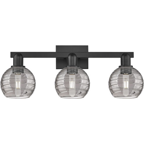 Downtown Urban Athens Deco Swirl 3 Light 26 inch Matte Black Bath Vanity Light Wall Light